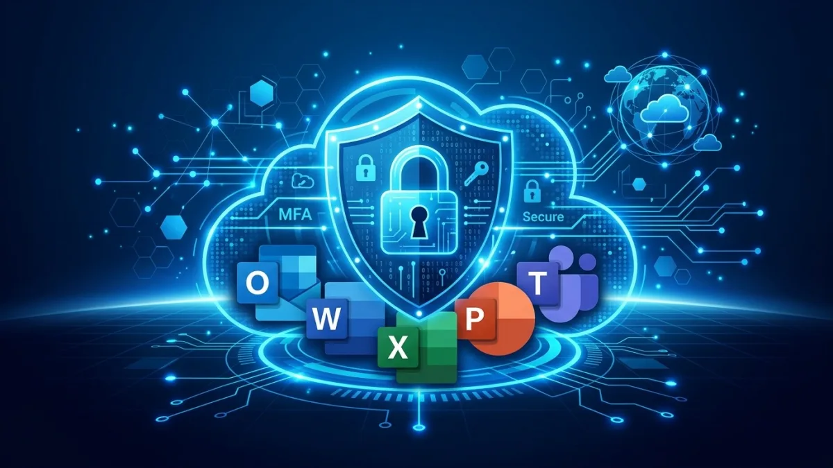 IT administrator reviewing the Microsoft Defender portal device inventory and Secure Score for a Canadian small business
